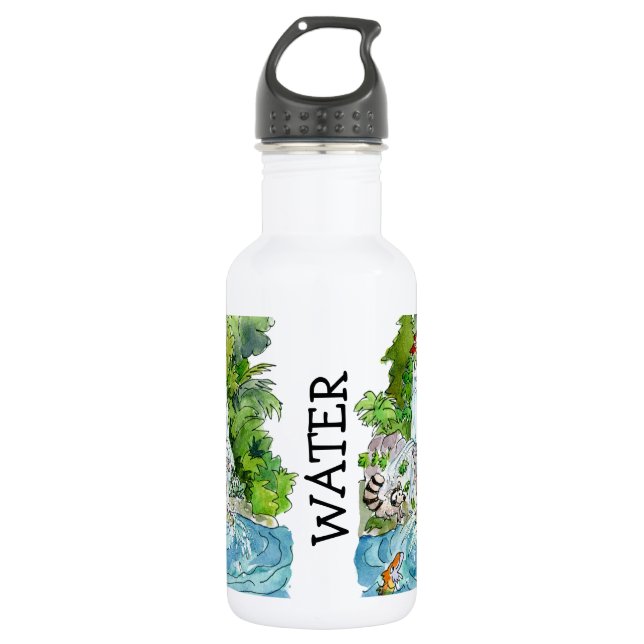 Botella De Agua Catarata de animales del Personalizado del Día de  (Anverso)