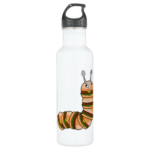 Botella De Agua Caterpillar como Cheeseburger con carne y ensalada