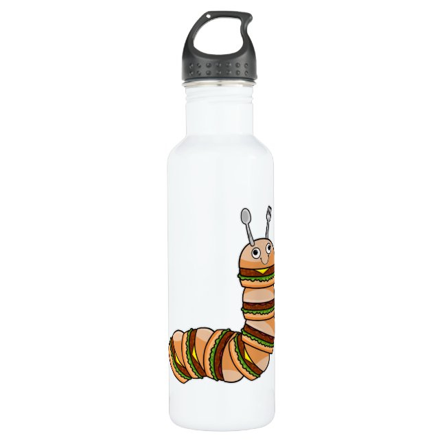 Botella De Agua Caterpillar como Cheeseburger con carne y ensalada (Anverso)
