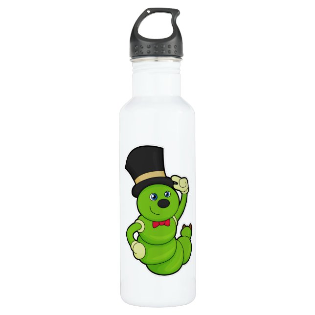 Botella De Agua Caterpillar como Groom con Gorra (Anverso)