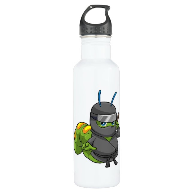 Botella De Agua Caterpillar como Ninja con espada (Anverso)