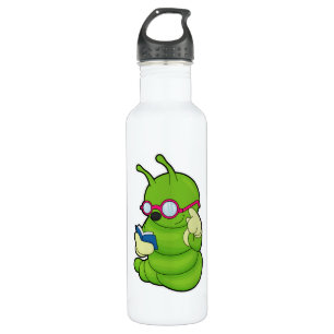 Botella De Agua Caterpillar con gafas de sol y libro
