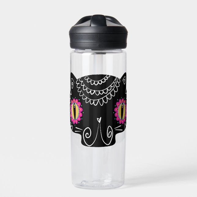 Botella De Agua Catrina de gato de cráneo de azúcar Día de los mue (Delante)