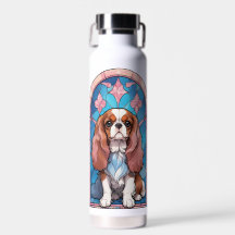 Cavalier King Charles Pastel Vidrio Manchado Rosa