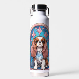 Botella De Agua Cavalier King Charles Pastel Vidrio Manchado Rosa