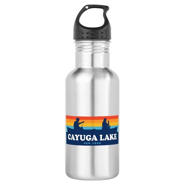 Botella De Agua Cayuga Lake New York Canoe (Anverso)