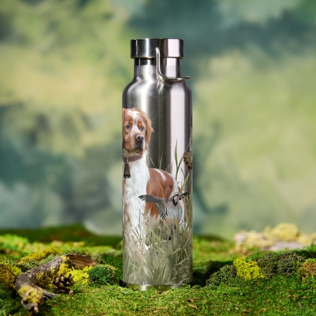 Botella De Agua Cazando con un perro de Bretaña, arte (Exterior)