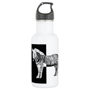 Botella De Agua Cebra blanca y negra