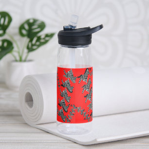Botella De Agua Cebra roja salvaje moderna