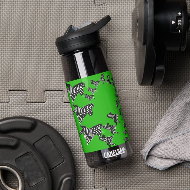 Botella De Agua Cebra verde salvaje moderna (Gimnasio (girado))