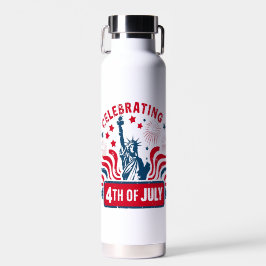 Botella De Agua Celebración del 4 de julio con la Estatua de la Li