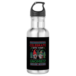 Botella De Agua Celebrar Gnomies Navidad Gnomos Árboles Reno