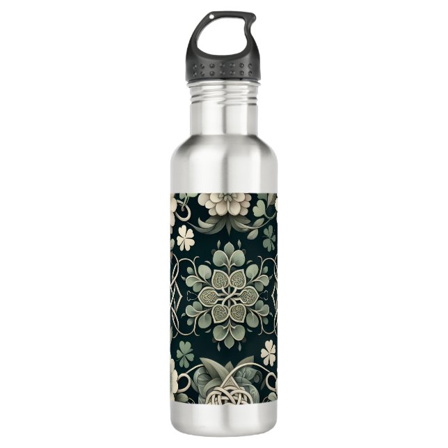 Botella De Agua Celtic Clover Floral Charm (Anverso)