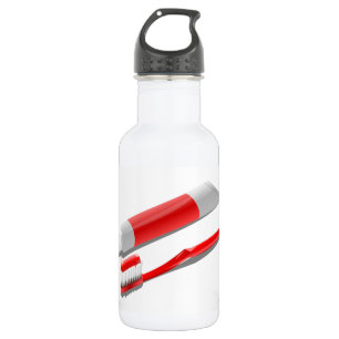 Botella De Agua Cepillo De Dientes Y Pasta De Dientes