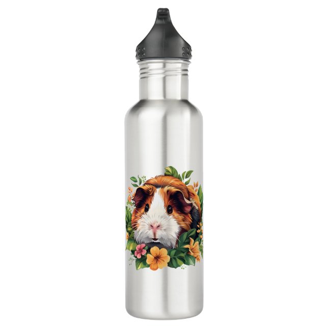 Botella De Agua Cerdo guineano entre flores (Derecha)