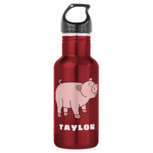 Botella De Agua Cerdo Lindo Chico Único Nombre Personalizado