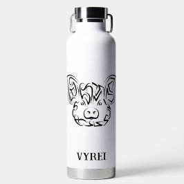 Botella De Agua Cerdo tribal blanco y negro