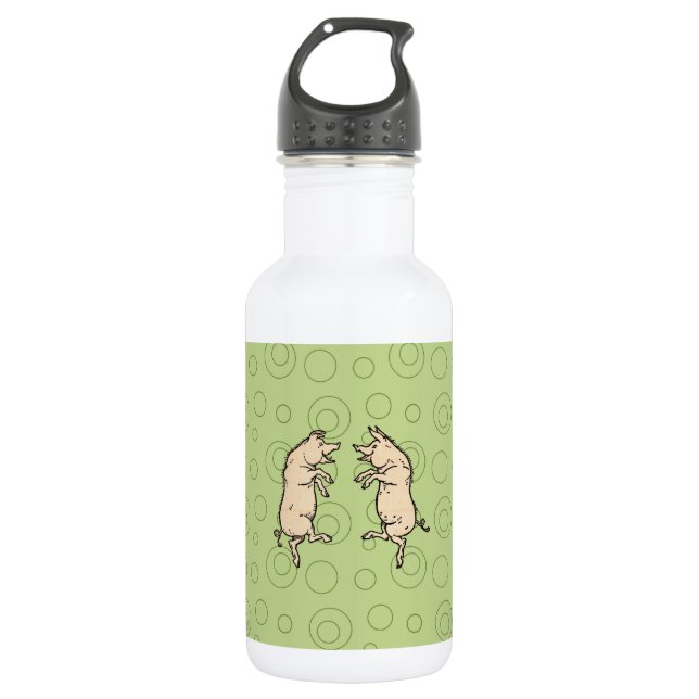 Botella De Agua Cerdos de baile de antigüedades: Whimsical Vintage (Anverso)
