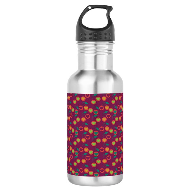 Botella De Agua cerezas de corazón magenta (Anverso)