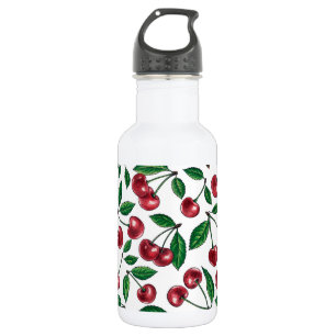 Botella De Agua Cerezas rojas en blanco