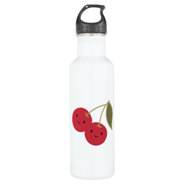 Botella De Agua Cerezas sonrientes de Kawaii del dibujo animado (Anverso)