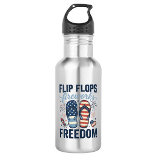 Botella De Agua Chanclas Patrióticas Diseñadas Camiseta Libertad d