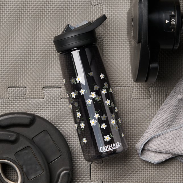 Botella de agua Charcoal Daisy | Floral Botánica (Gimnasio (girado))