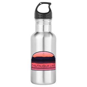 Botella De Agua Chautauqua Lake New York Red Sunrise