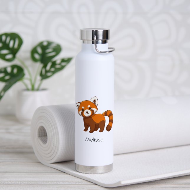 Botella De Agua Che Red Panda Nombre Personalizado (Yoga (girado))