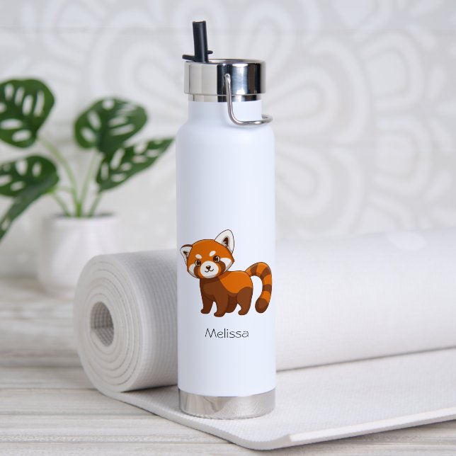 Botella De Agua Che Red Panda Nombre Personalizado (Yoga (girado))