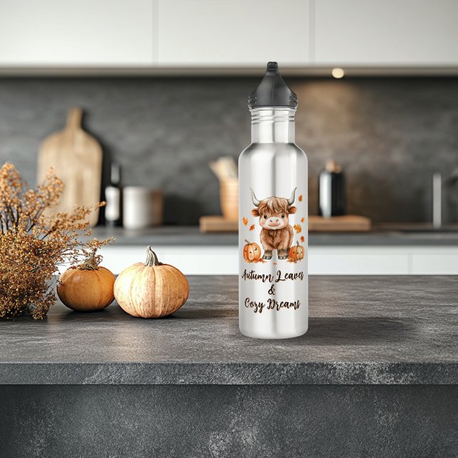 Botella De Agua Cheeky Autumn Highland Cow (Subido por el creador)
