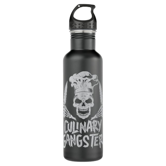 Botella De Agua Chef Culinario Gangster Hombres Mujeres Cocinando  (Anverso)
