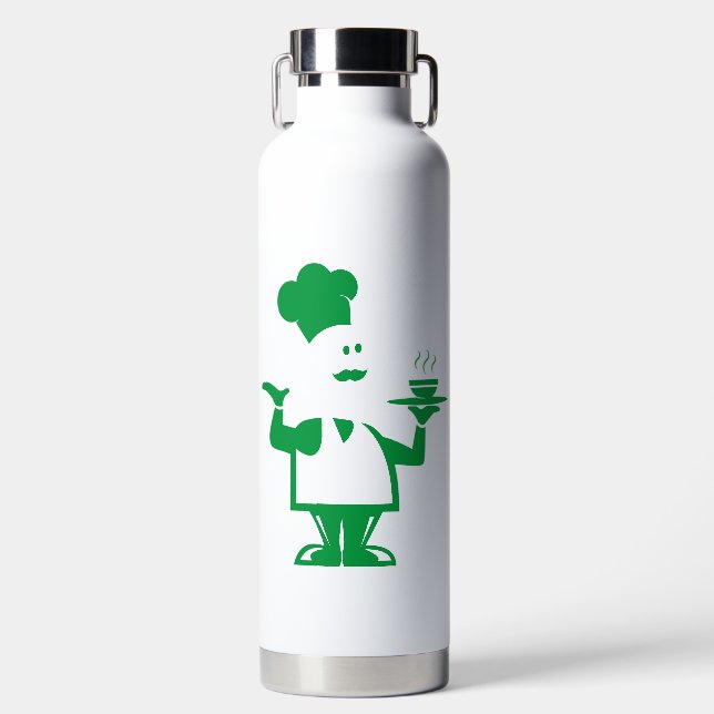 Botella De Agua Chef sosteniendo un tazón de sopa (Delantero)