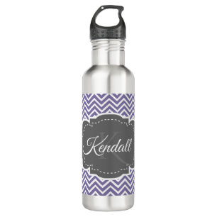 Botella De Agua Chevron morado personalizado