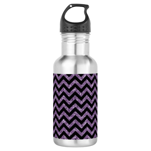 Botella De Agua Chevron Purpurina Look (Anverso)