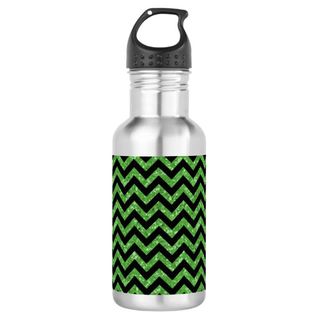 Botella De Agua Chevron Purpurina Look (Anverso)