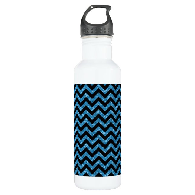 Botella De Agua Chevron Purpurina Look (Anverso)