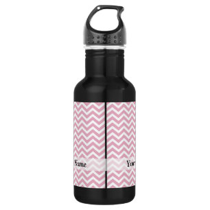 Botella De Agua Chevron rosa y blanco