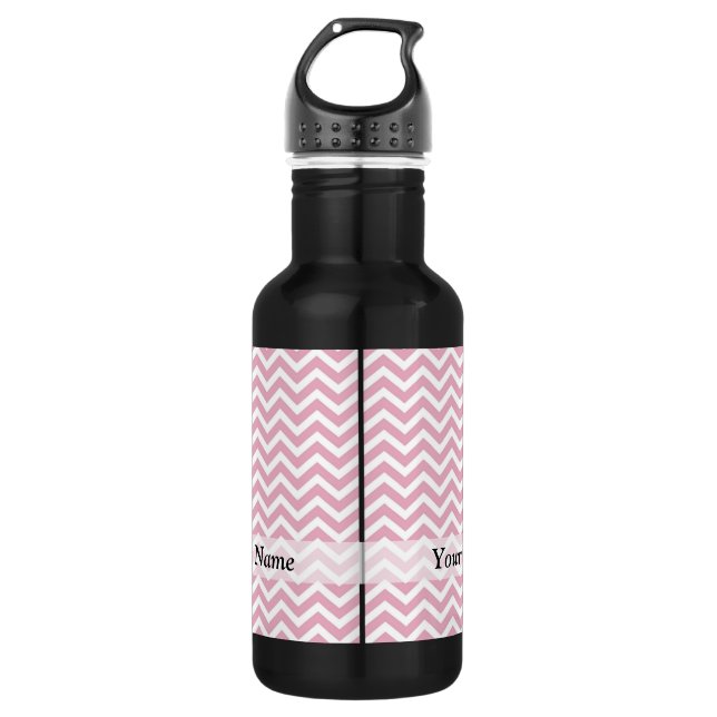 Botella De Agua Chevron rosa y blanco (Anverso)