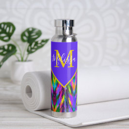 Botella De Agua Chevron tribal brillante personalizado