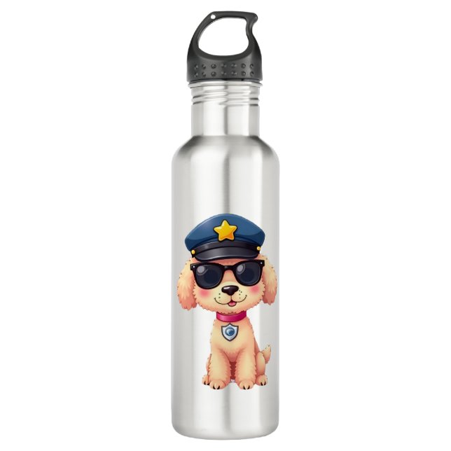 Botella De Agua Chibi Anime Policía Poodle Dog (Anverso)