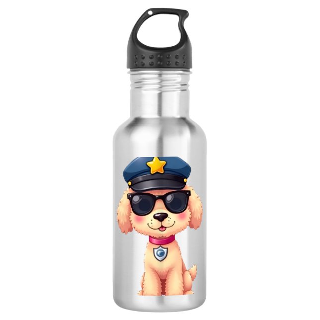 Botella De Agua Chibi Anime Policía Poodle Dog (Anverso)