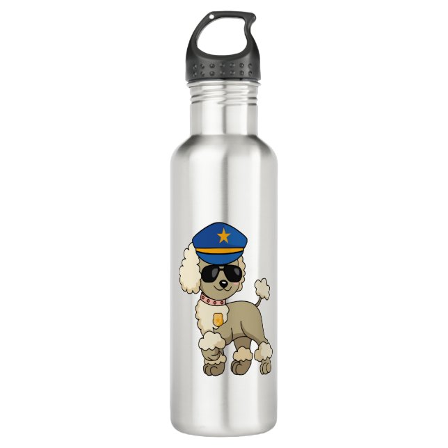 Botella De Agua Chibi Anime Policía Poodle Dog (Anverso)