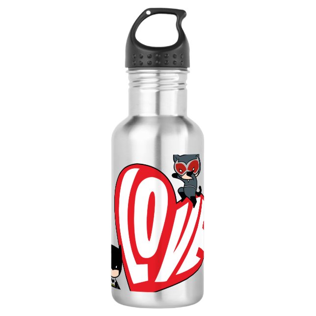 Botella De Agua Chibi Catwoman salta sobre Batman (Anverso)