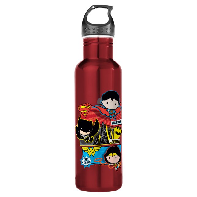 Botella De Agua ¡Chibi Heroes Preparado Para La Acción! (Anverso)