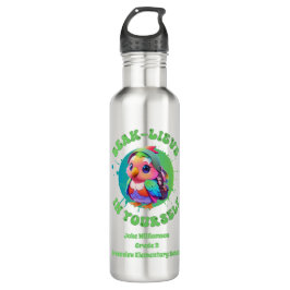 Botella De Agua Chibi Motivacional Kawaii Parrot Name School Year