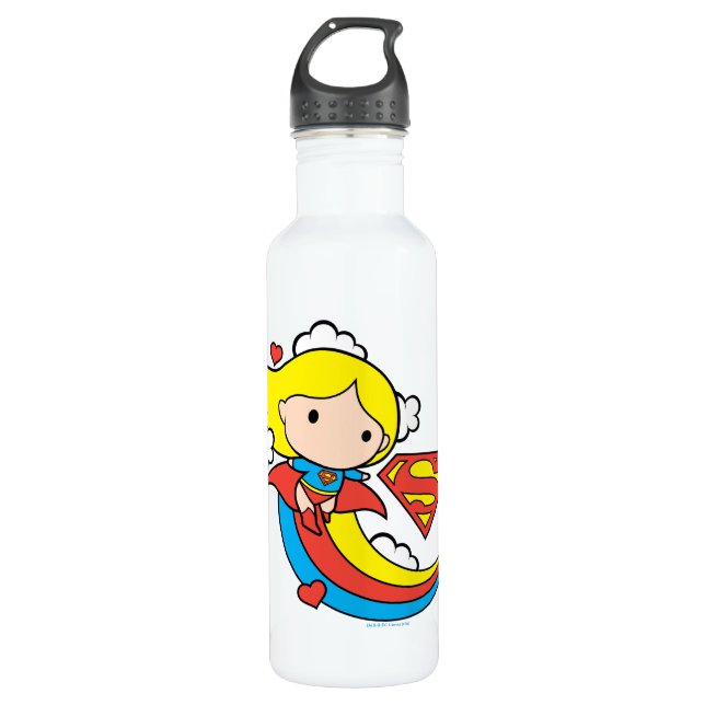 Botella De Agua Chibi Supergirl Volando Arcoiris (Anverso)
