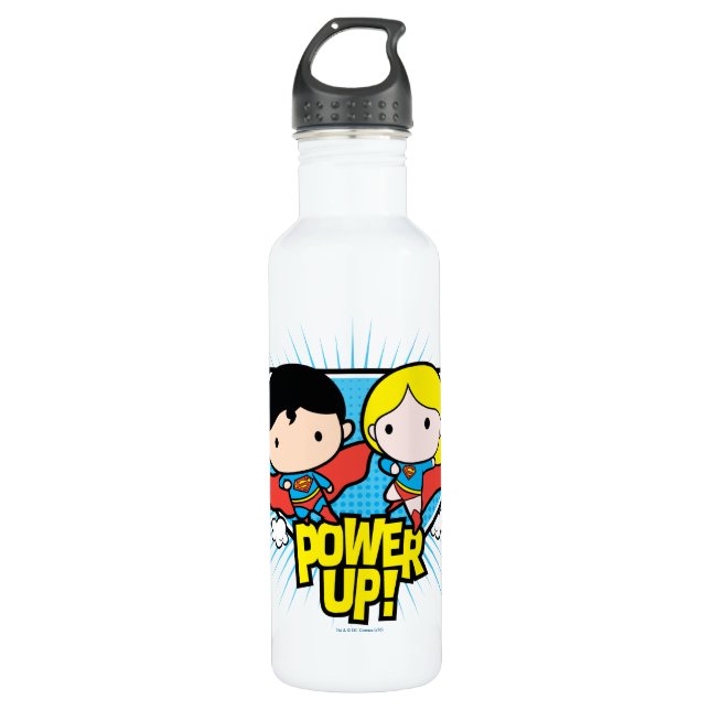 Botella De Agua ¡Chibi Superman & Chibi Supergirl Power Up! (Anverso)