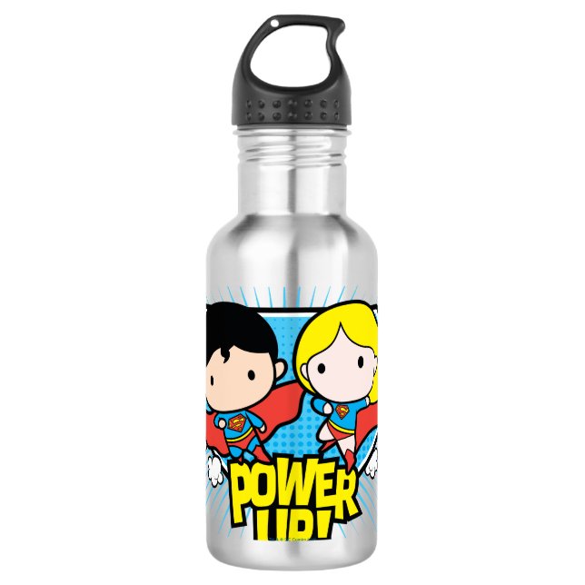 Botella De Agua ¡Chibi Superman & Chibi Supergirl Power Up! (Anverso)