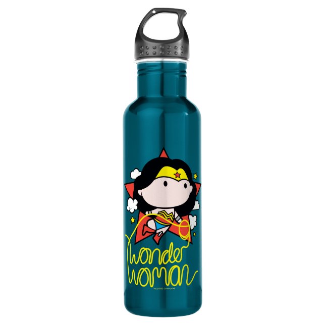 Botella De Agua Chibi WonWoman Volando Con Lasso (Anverso)